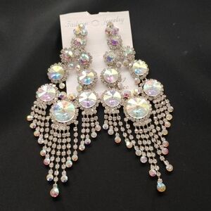 Extra Large AB Rhinestone Chandelier Earrings